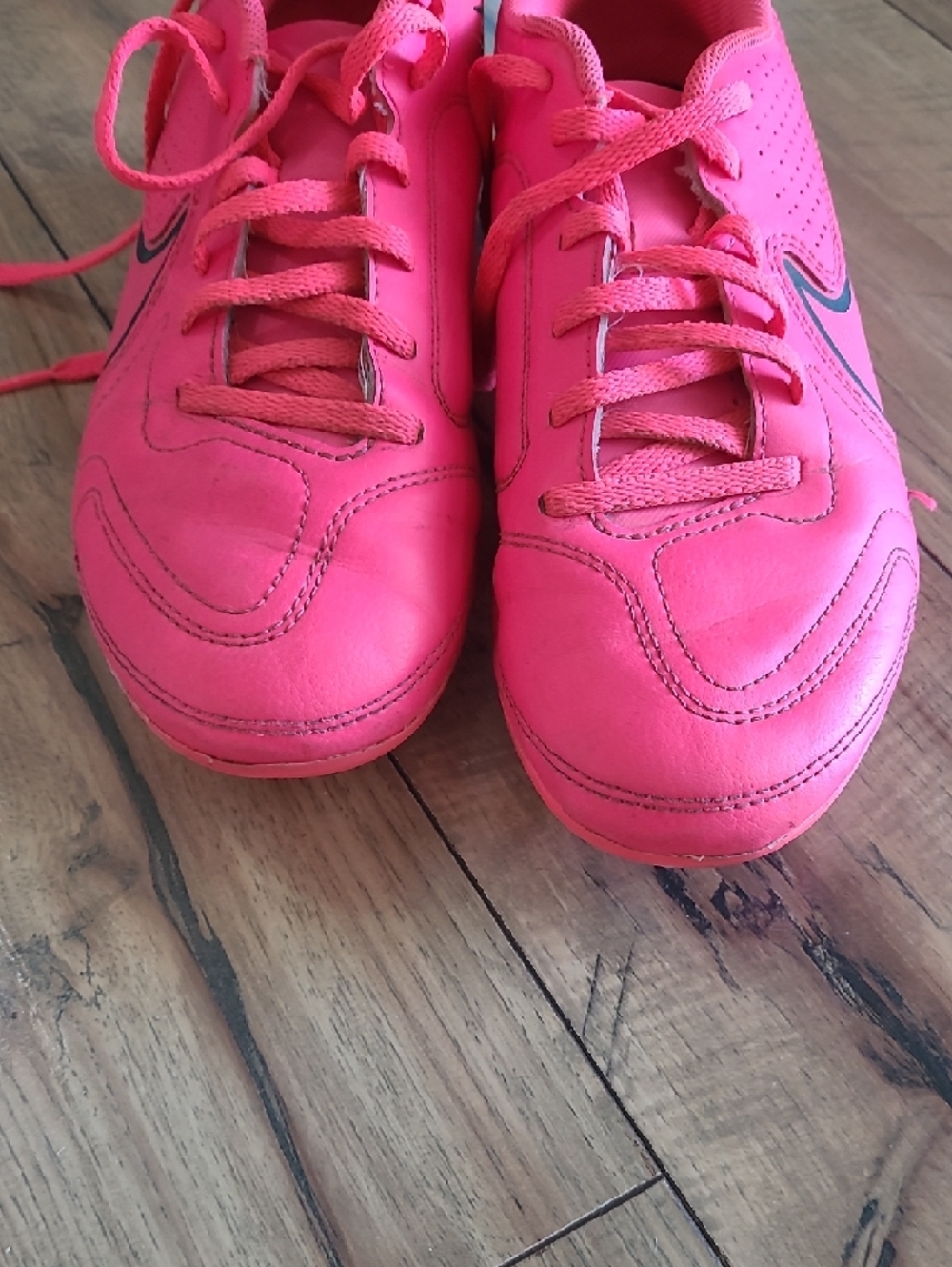 Nike Pink Tiempo Soccer Shoes with Black Swoosh - Picture 3 of 3